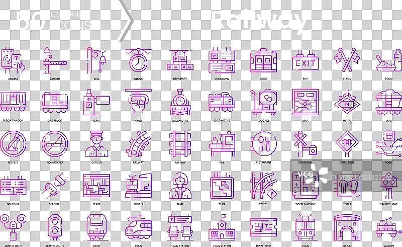 一套渐变风格的铁路图标包图片素材