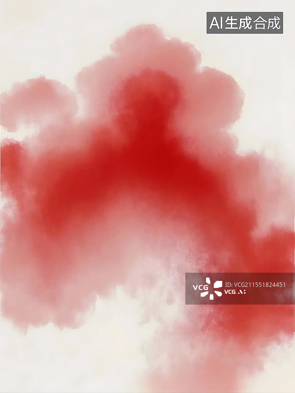 【AI数字艺术】一幅以淡粉至深红渐变晕染的抽象水彩云雾画面图片素材