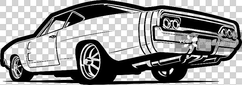 美国肌肉车的后视图图片素材