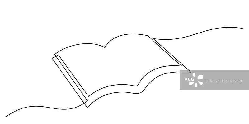 薄薄的书本翻开的连续线条画图片素材