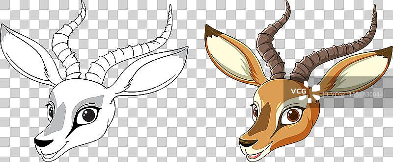 黑白到彩色的羚羊过渡图片素材