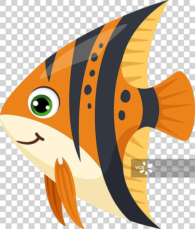 热带天使鱼卡通图标海洋动物图片素材