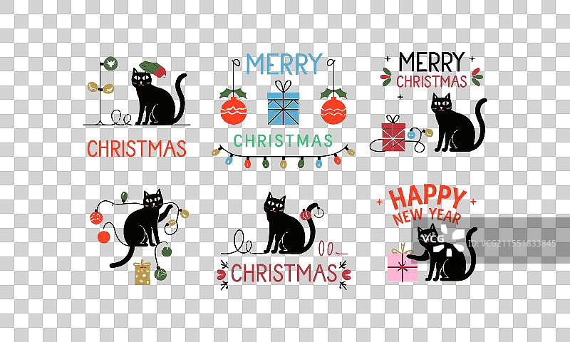 奇幻的黑猫圣诞节图片素材