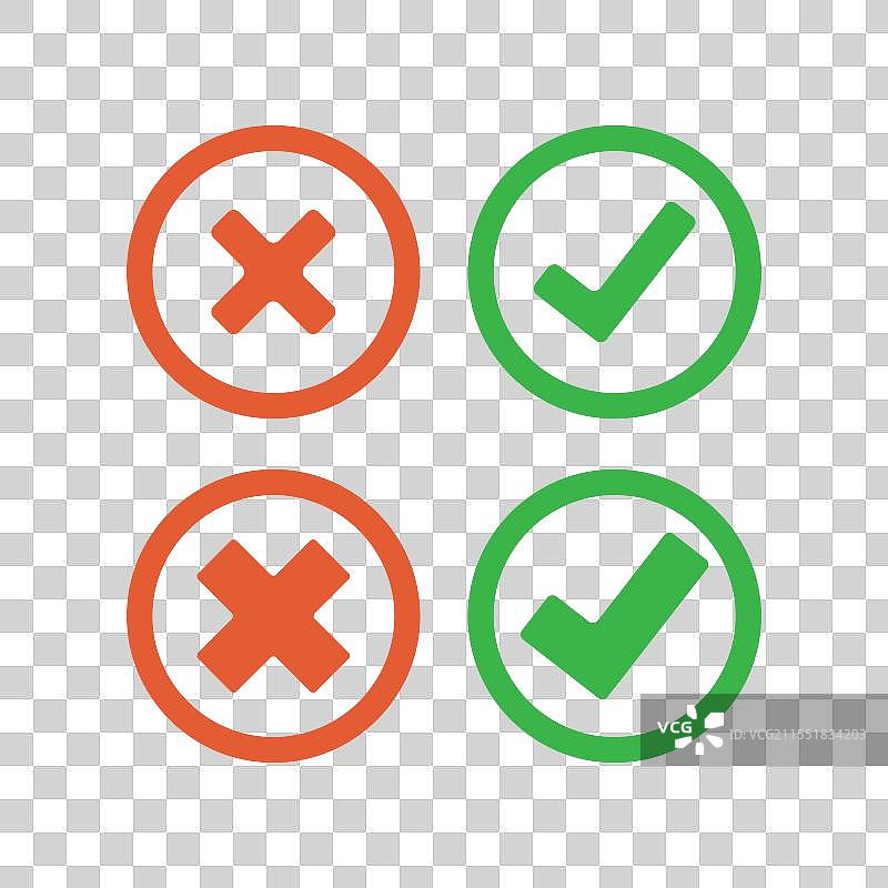 检查和交叉的圆形标记图标图片素材