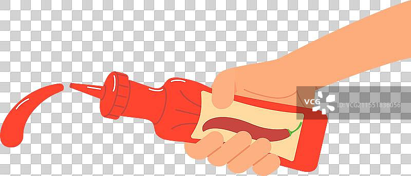 从塑料瓶中挤出调味酱图片素材