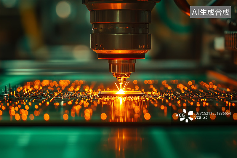 【AI数字艺术】正在雕刻芯片的光刻机概念图图片素材
