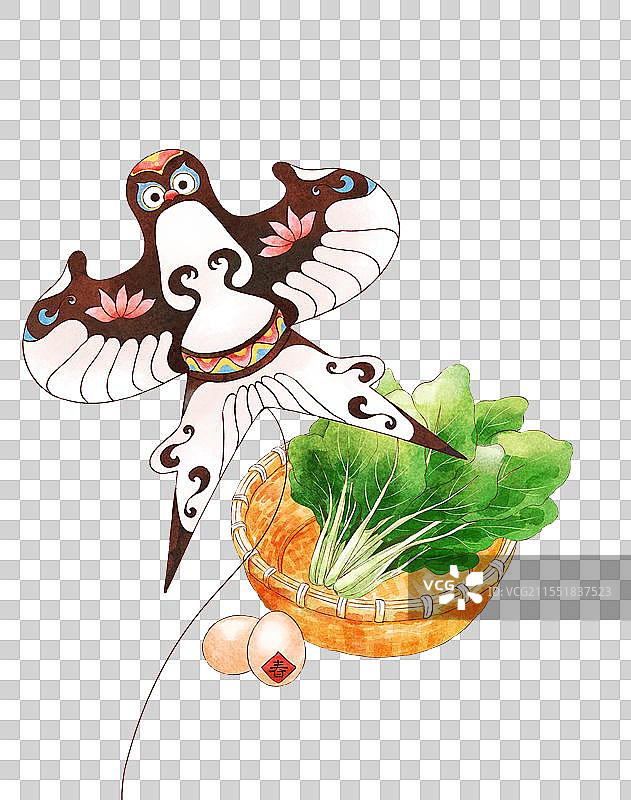 纸鸢春菜春分节气插画元素图片素材