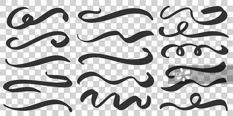 漩涡线条、装饰性花纹和华丽的装饰图片素材