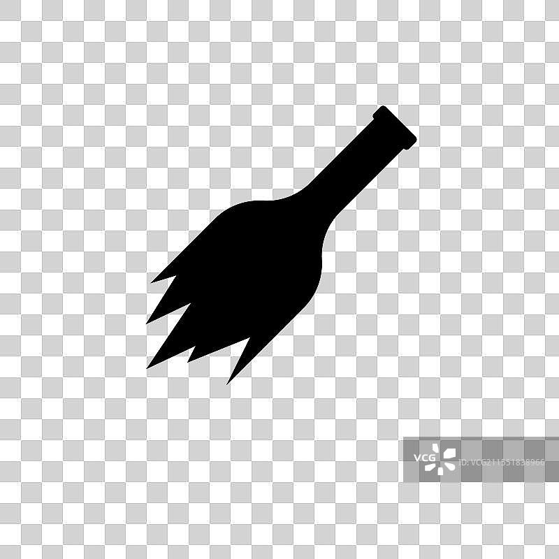 破碎的瓶子作为战斗武器的实心扁平图标图片素材