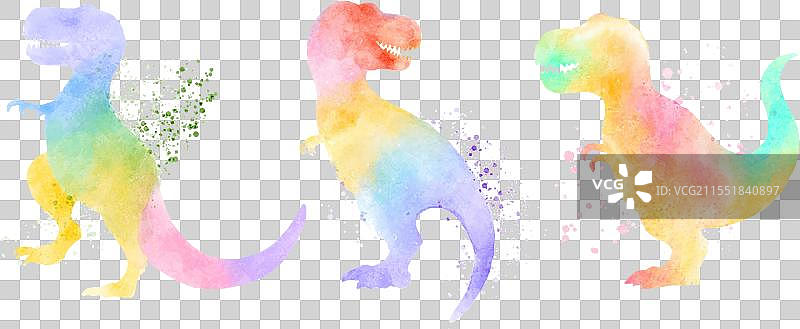 彩色剪影的霸王龙恐龙图片素材