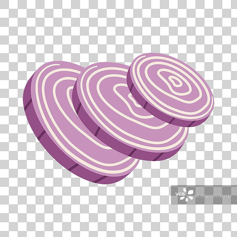 白色背景上的红洋葱切片图片素材