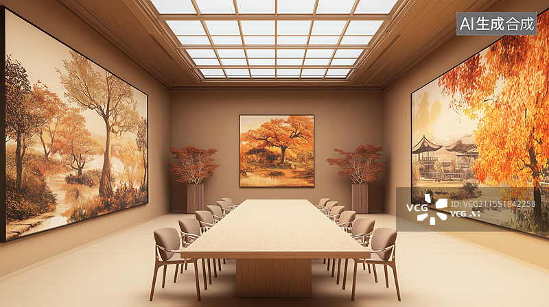 【AI数字艺术】宁静雅致的会议室图片素材