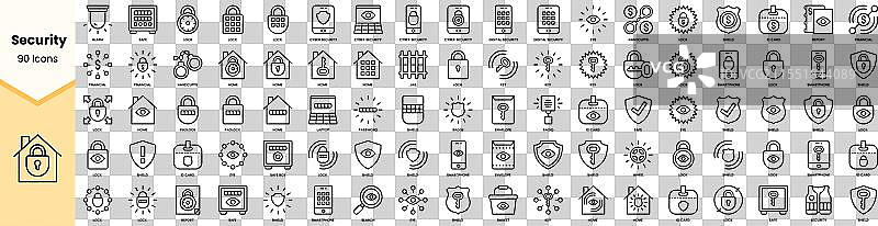 一套简单线条风格的安全图标图片素材
