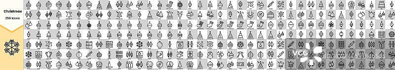 简单线条风格的圣诞图标集合图片素材
