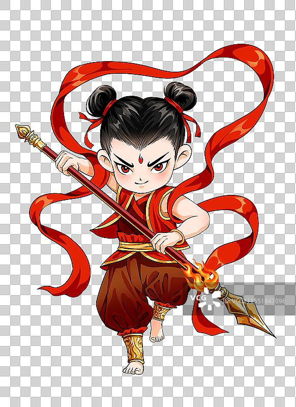 手绘哪吒神话人物中国神话封神榜图片素材