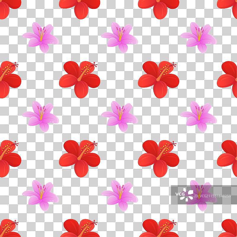 免费无缝图案瓷砖，卡通虎百合图片素材