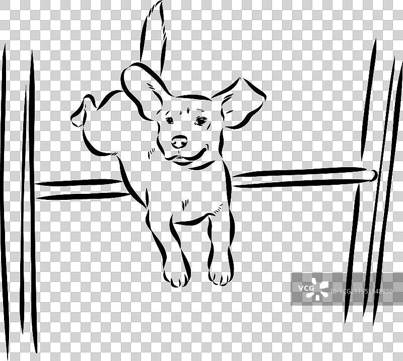 卡通人物的狗训练场景图片素材