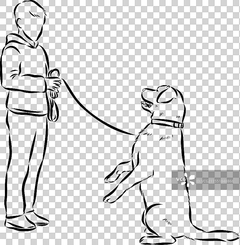 卡通人物的狗训练场景图片素材