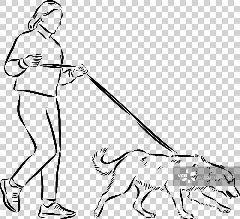 卡通人物的狗训练场景图片素材