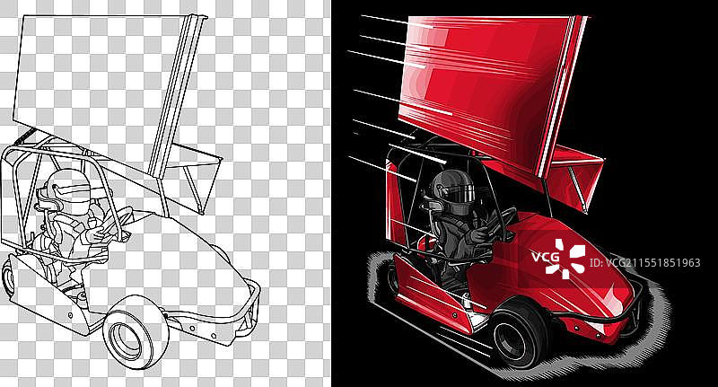 红色赛车与黑色条纹图片素材