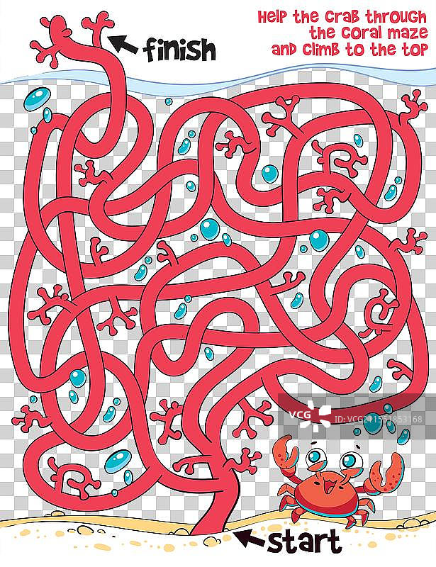 儿童逻辑游戏：选择正确的路径通过迷宫图片素材