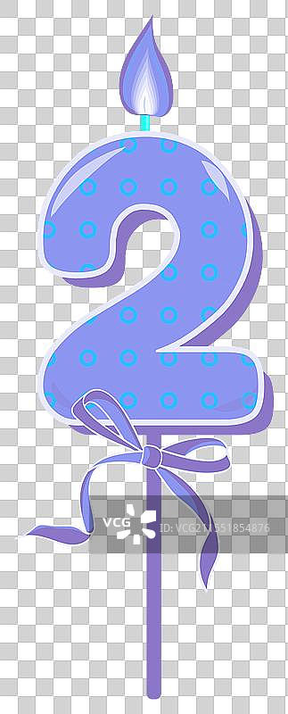 生日快乐蛋糕字体，上面有两个蓝色蜡烛图片素材