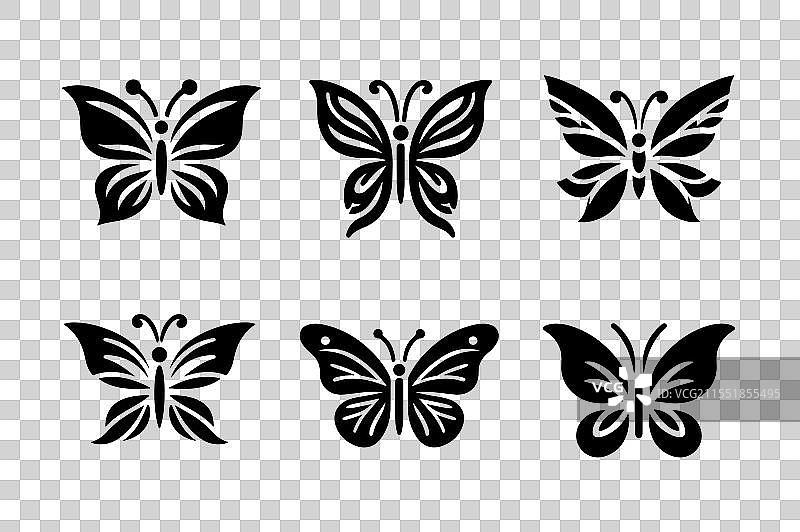蝴蝶剪影艺术图标集图片素材