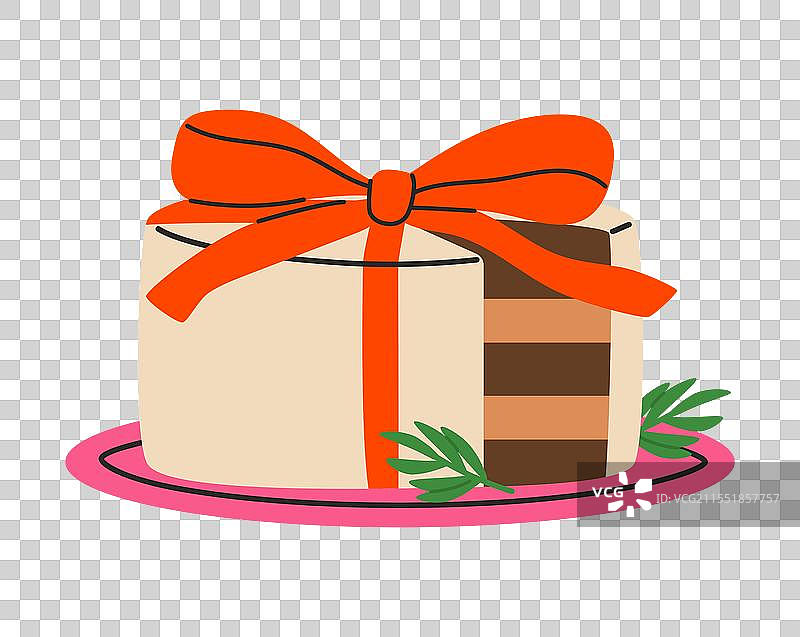 可爱的红色蝴蝶结圣诞蛋糕图片素材