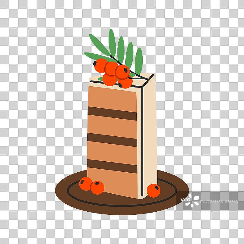 圣诞蛋糕上装饰着冬青浆果图片素材