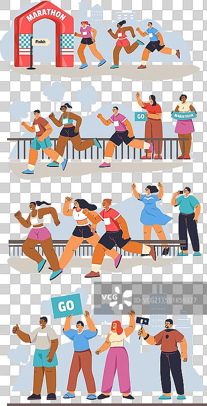 城市马拉松终点线场景图片素材