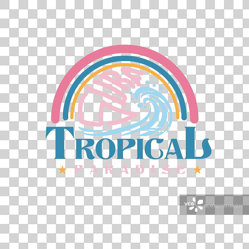 冲浪热带天堂夏日海浪彩虹图片素材