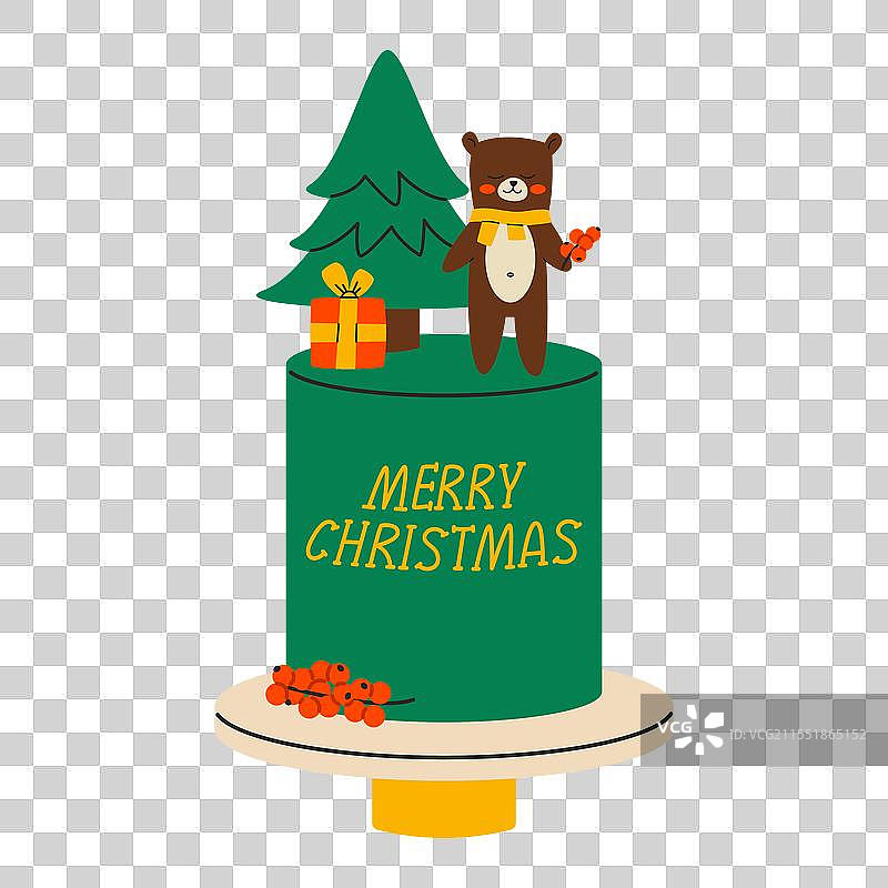 可爱的熊与圣诞蛋糕图片素材