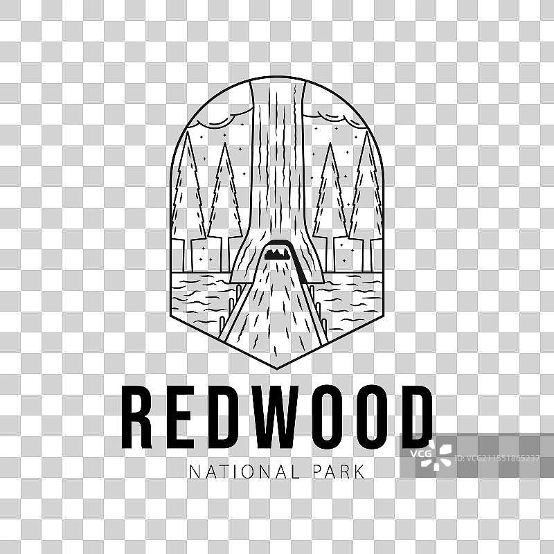 红木国家公园线条艺术徽章设计图片素材