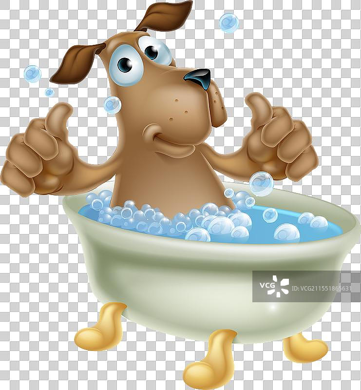 卡通狗在泡泡浴中图片素材