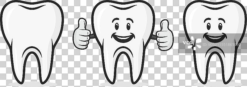 可爱友好的卡通牙齿角色图片素材