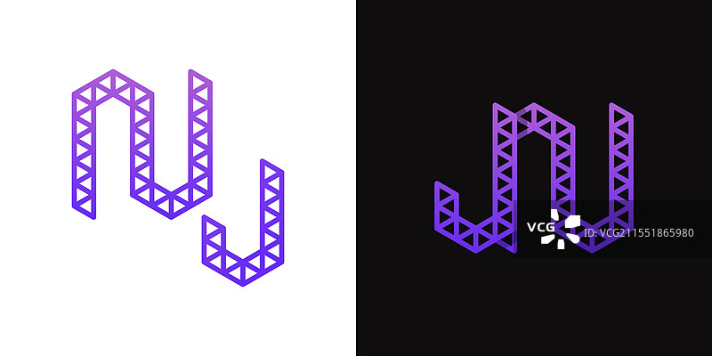 适合的字母jn和nj多边形logo图片素材