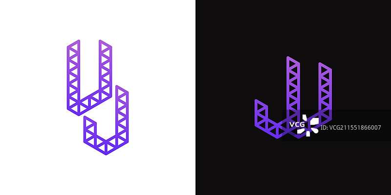 适合的字母 jv 和 vj 多边形标志图片素材