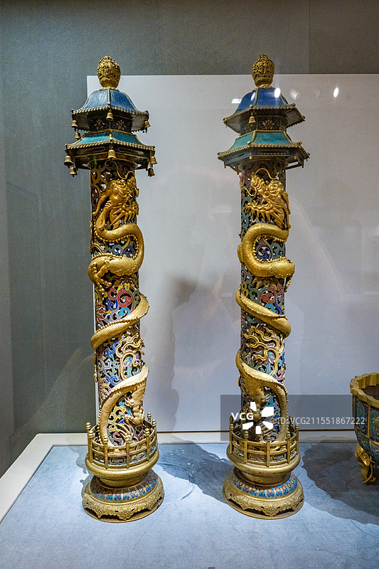 南京博物院清代铜镀金垂恩香筒图片素材