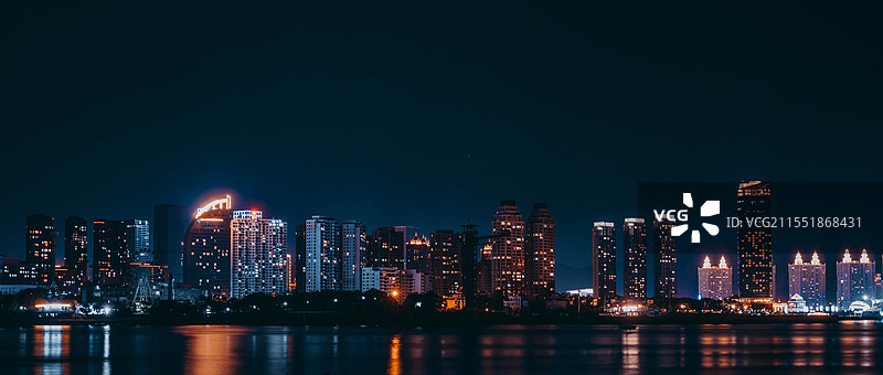 大连星海海滨夜景图片素材
