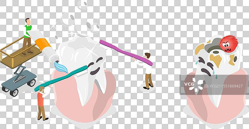 牙齿的三维等距平面图图片素材