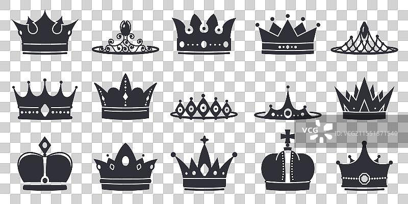 黑色王冠剪影，象征着王权的力量图片素材