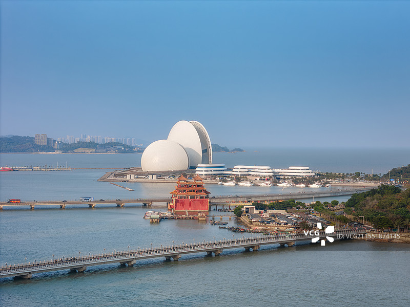 航拍日月贝野狸岛珠海大剧院图片素材