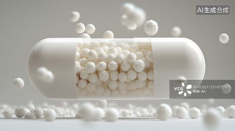 【AI数字艺术】3D渲染药物胶囊药丸，医药主题概念图片素材