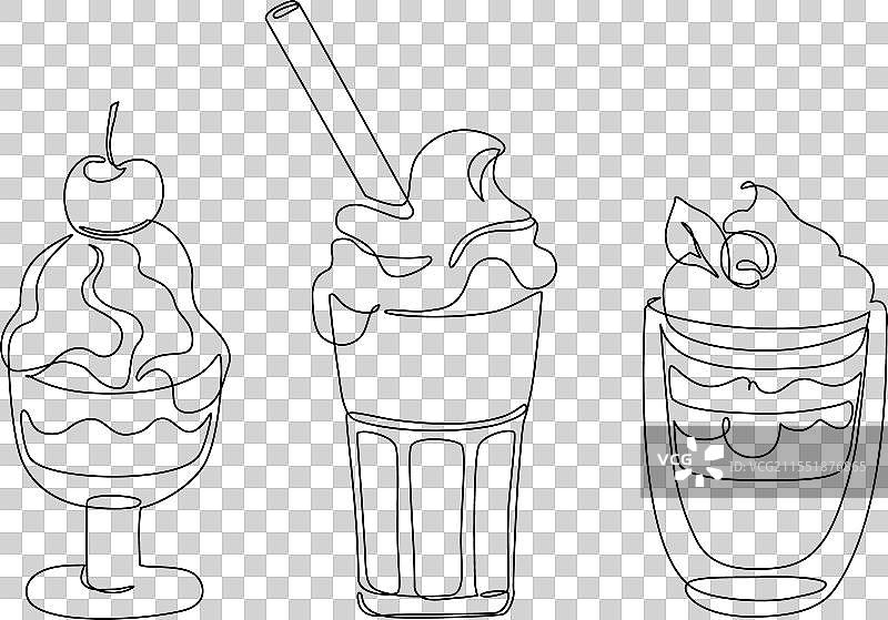 抽象的甜味酸奶杯甜点在玻璃杯中图片素材