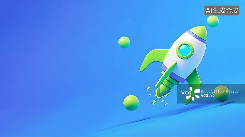 【AI数字艺术】3d卡通火箭背景居右图片素材