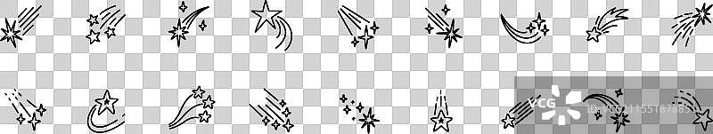 一组手绘涂鸦彗星和流星图片素材