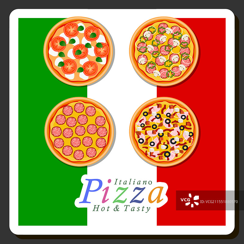 主题为大份热腾腾美味披萨的比萨店菜单图片素材