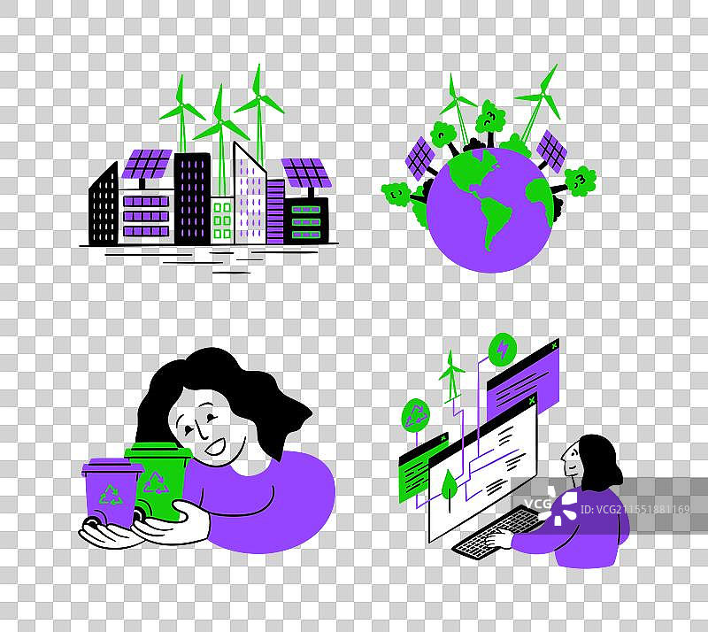 卡通色彩环保生活方式概念图片素材