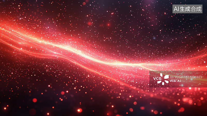 【AI数字艺术】抽象红色发光粒子光线商务科技背景图片素材