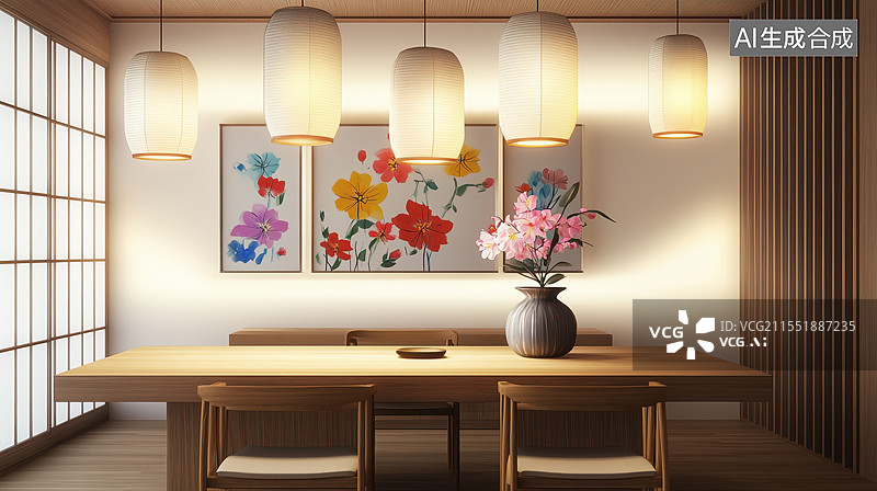 【AI数字艺术】日式简约风格餐厅图片素材